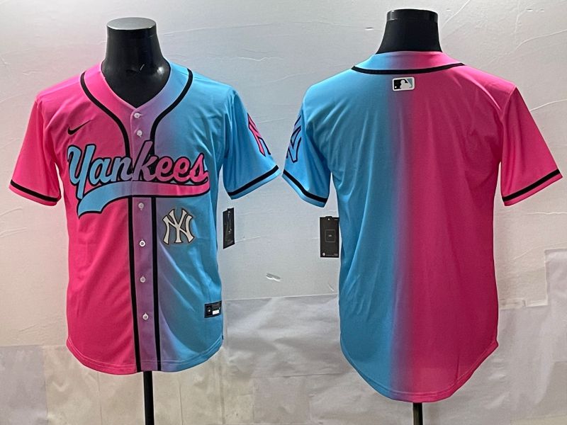 Men 2025 New York Yankees Blank Blue pink Game Nike MLB Jersey style 006->new york yankees->MLB Jersey